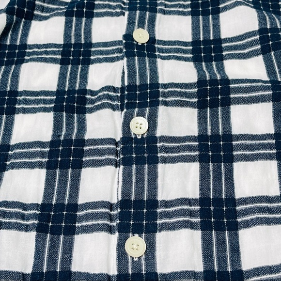 Madewell Navy & White Plaid Cotton Button-Back Tie Top Size XL - Picture 7 of 10